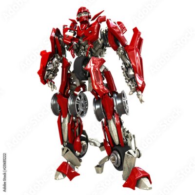 Sticker  Graphiques futuristes de robot moderne rouge et blanc