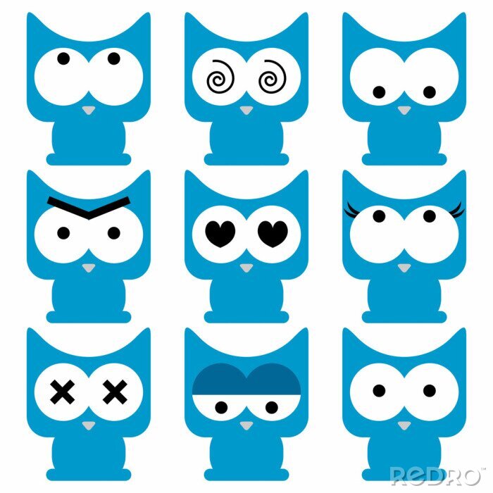 Sticker  Graphiques minimalistes amusants de chats bleus