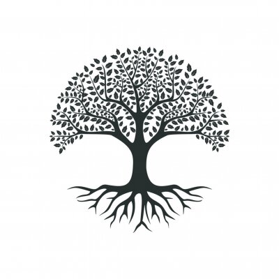 Sticker  Graphiques minimalistes d'arbre noir et blanc