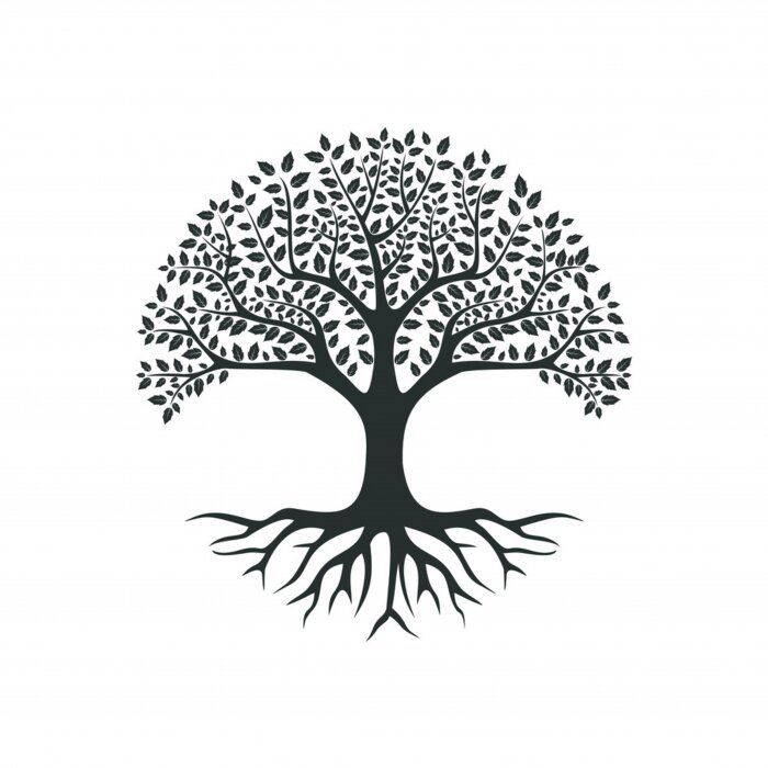 Sticker  Graphiques minimalistes d'arbre noir et blanc