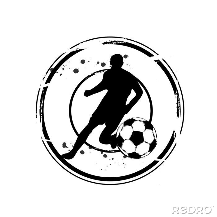 Sticker  Graphiques noir et blanc minimalistes de joueur de football en cours d'exécution