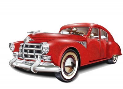 Sticker  Graphiques réalistes de voiture rétro rouge