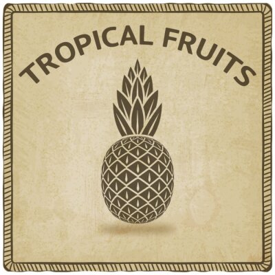Sticker  Graphiques rétro avec ananas et lettrage