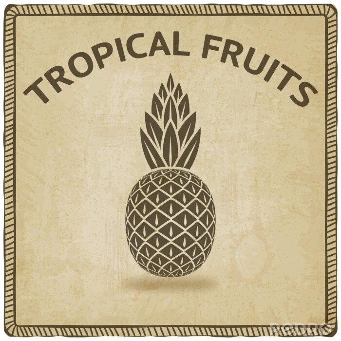 Sticker  Graphiques rétro avec ananas et lettrage