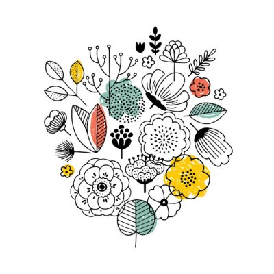 Sticker  Graphiques simples avec des fleurs