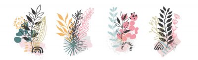 Sticker  Graphiques simples avec des plantes colorées
