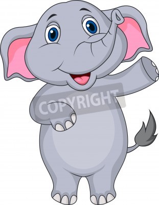 Sticker  Graphiques simples d'éléphant agitant amical gris