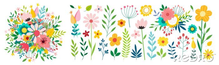 Sticker  Graphiques simples multicolores inspirés des fleurs sauvages