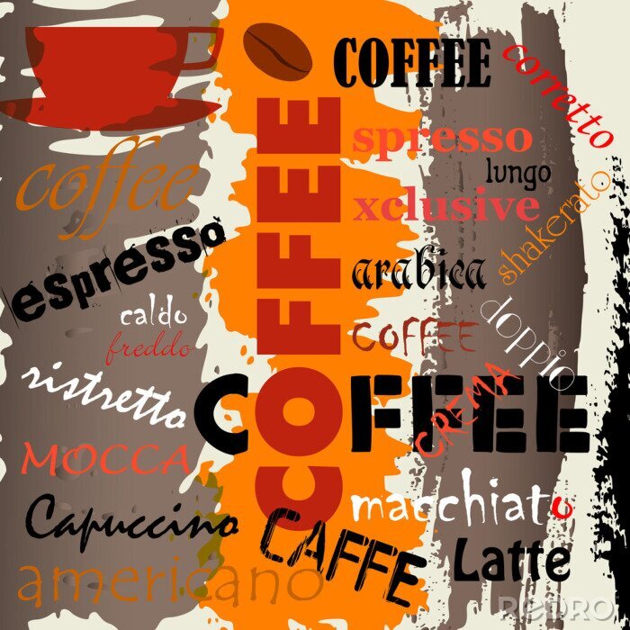 Sticker  Graphiques typographiques modernes inspirés du thème du café