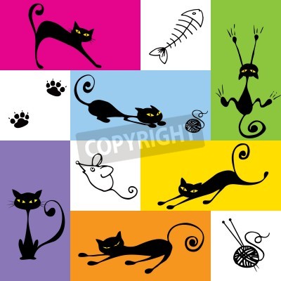 Sticker  Graphismes colorés inspirés des motifs de chat