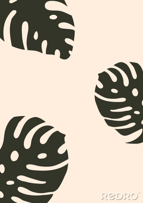 Sticker  Graphismes minimalistes avec des feuilles de monstera