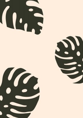 Sticker  Graphismes minimalistes avec des feuilles de monstera