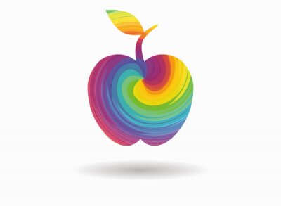 Sticker  Graphismes minimalistes avec une pomme arc-en-ciel