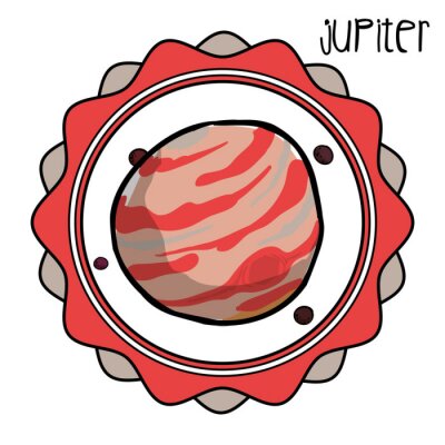 Sticker  Graphismes minimalistes colorés de la planète Jupiter