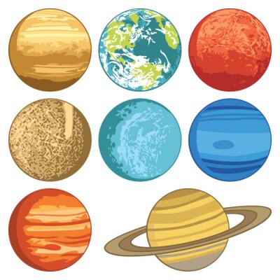Graphismes minimalistes des planètes du système solaire