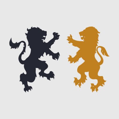 Sticker  Graphismes silhouette Lions or et graphite