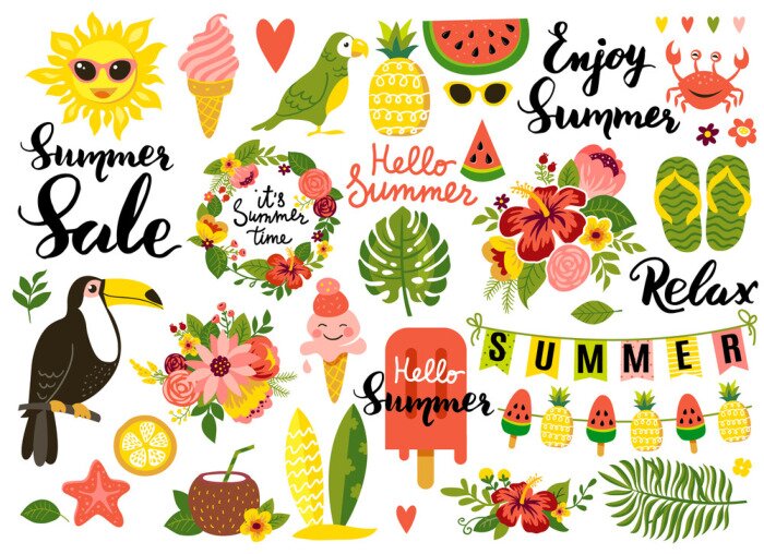Sticker  Graphismes tropicaux sereins avec une ambiance de vacances