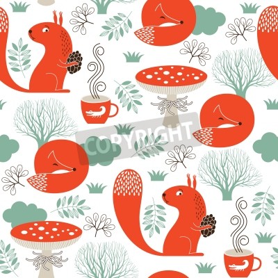 Sticker  Graphismes vert orangé inspirés des couleurs de la forêt