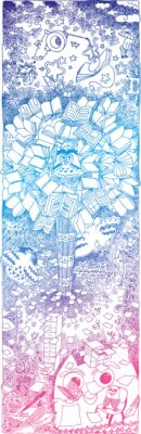 Sticker  Griffonnages peu hiboux et des livres