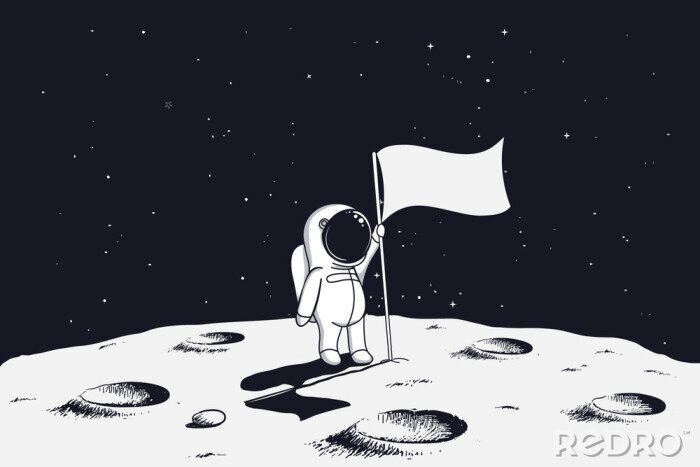 Sticker  Gros astronaute debout près du graphique du drapeau