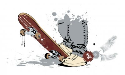 Sticker  Gros plan sur les jambes d'un skateur