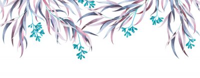 Sticker  Guirlande végétale avec fleurs et feuilles