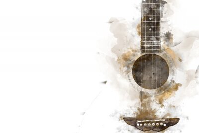 Guitare abstraite à l'aquarelle