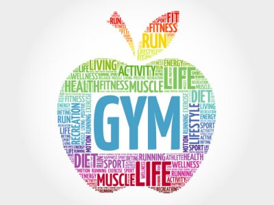 Sticker  GYM, pomme, mot, nuage, santé, concept
