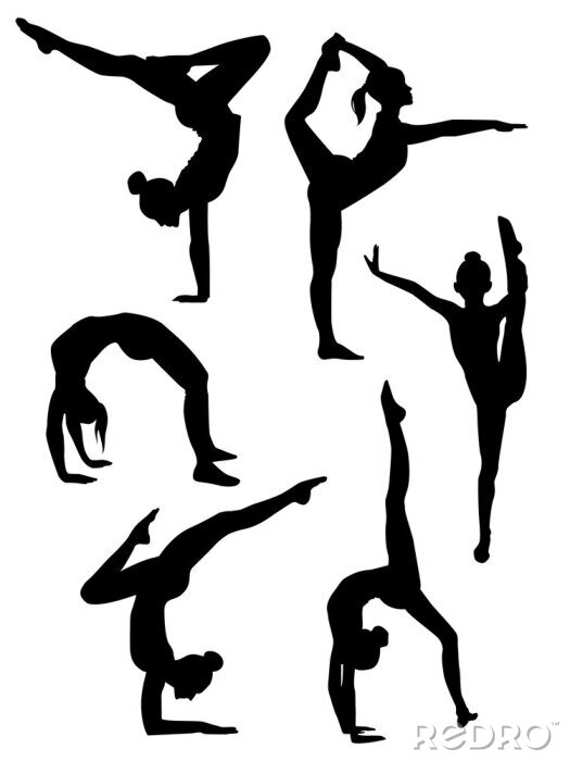 Sticker  gymnastes de filles silhouettes