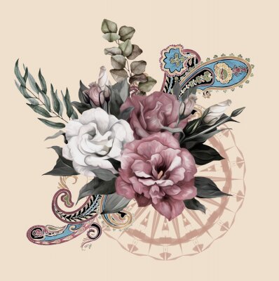 Sticker  hand drawn illustration of flowers