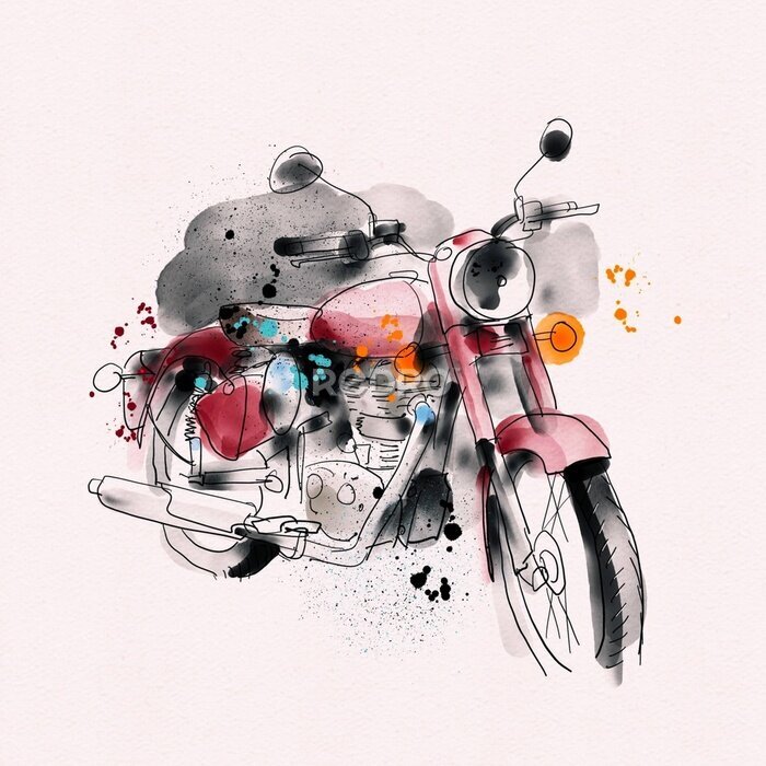 Sticker  Handrawn Royal Enfield Motorcycle illustration