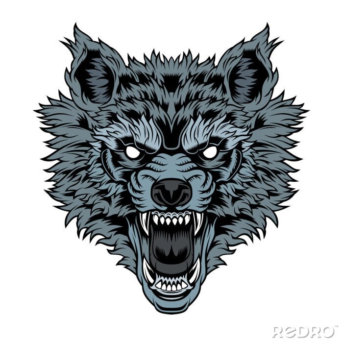 Sticker  Head of a growling wolf.
