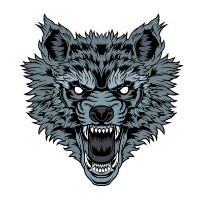 Sticker  Head of a growling wolf.