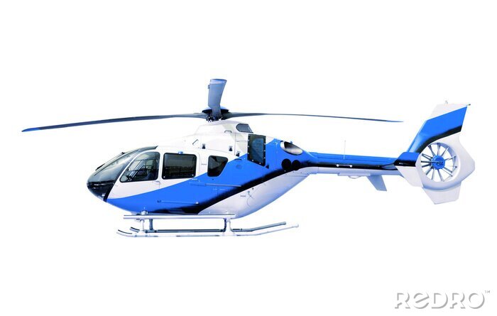 Sticker  hélicoptère bleu blanc isolé