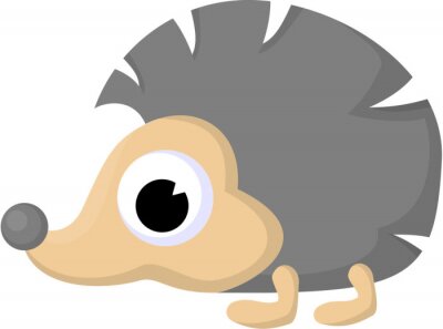 Sticker  Hérisson gris-brun avec de grands yeux