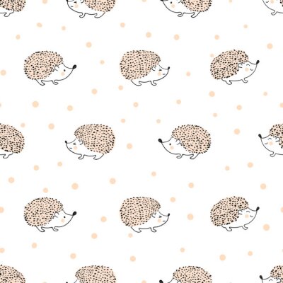 Hérissons et points sur un fond blanc