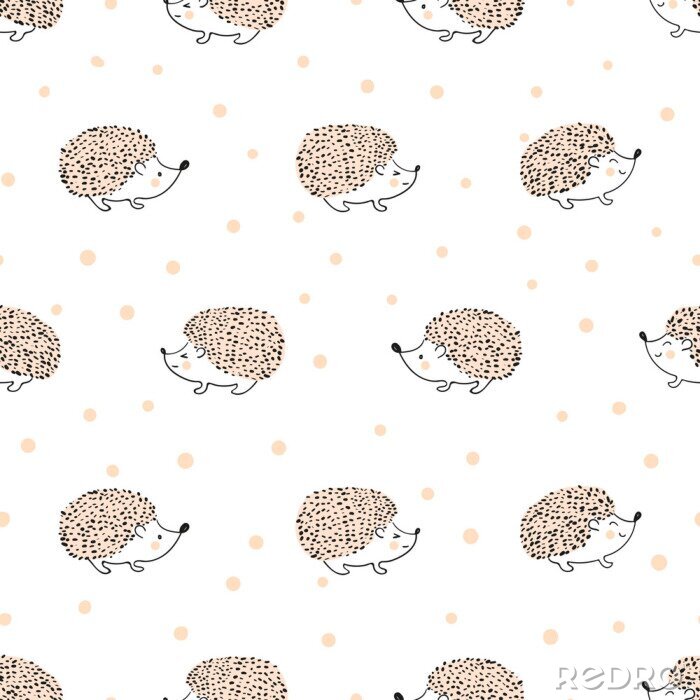 Sticker  Hérissons et points sur un fond blanc