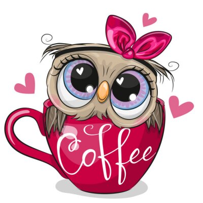 Sticker  Hibou assis dans une tasse