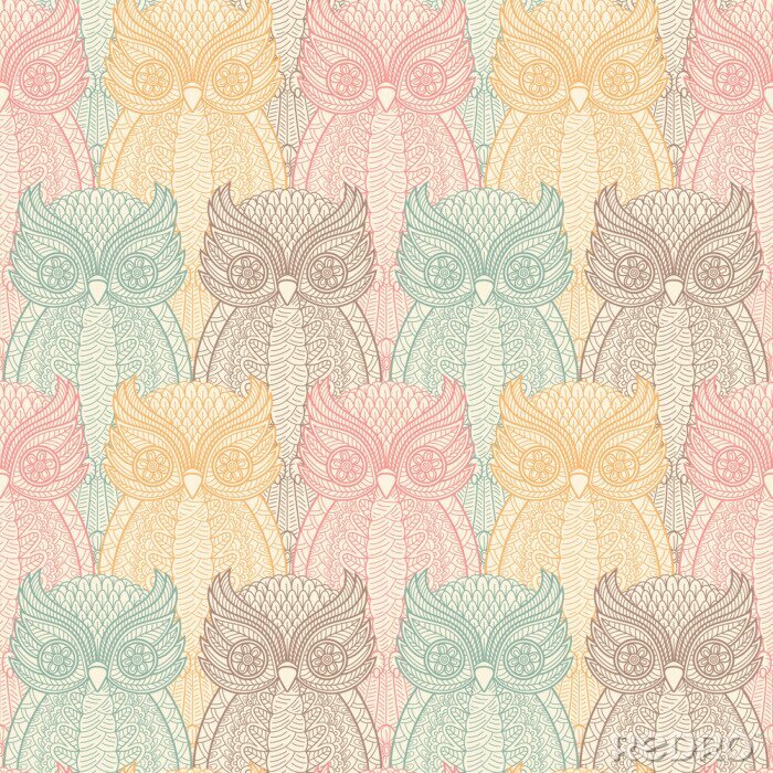 Sticker  Hiboux à motifs colorés