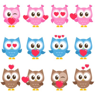 Sticker  Hiboux avec des coeurs