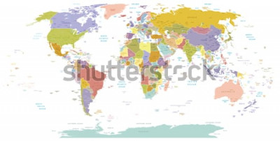 Sticker  High Detail World map.All elements are separated in editable layers clearly labeled. Vector