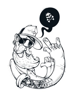 Sticker  Hipster sur un graffiti