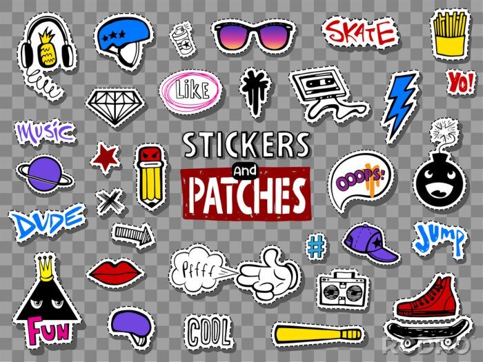 Sticker  Hipsters teens stickers set