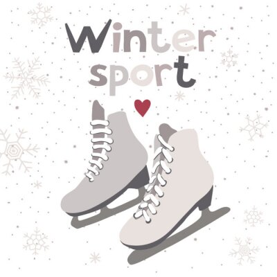 Sticker  Hiver, vecteur, carte, glace, patins