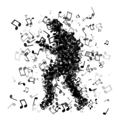 Sticker  Homme, fait, musique, notes, danse