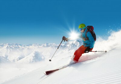 Sticker  Homme, freerideer, courant, descendre