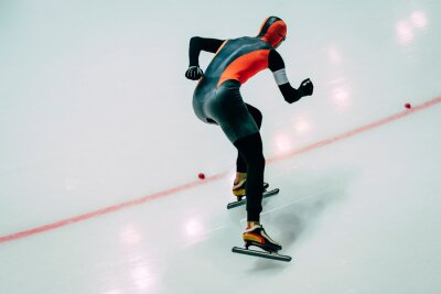 Sticker  Hommes athlétisme au sprint de patinage de vitesse. Patinage de vitesse à l'intérieur