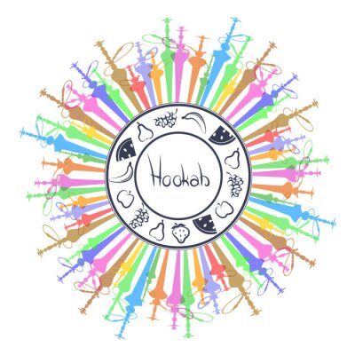 Sticker  Hookah with fruit vector