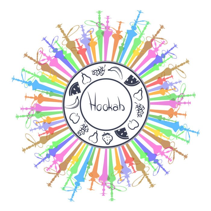 Sticker  Hookah with fruit vector