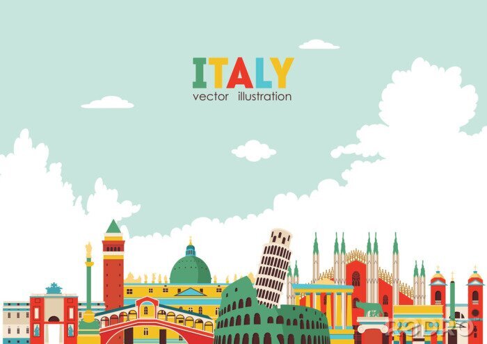 Sticker  Horizon d'Italie. Illustration vectorielle